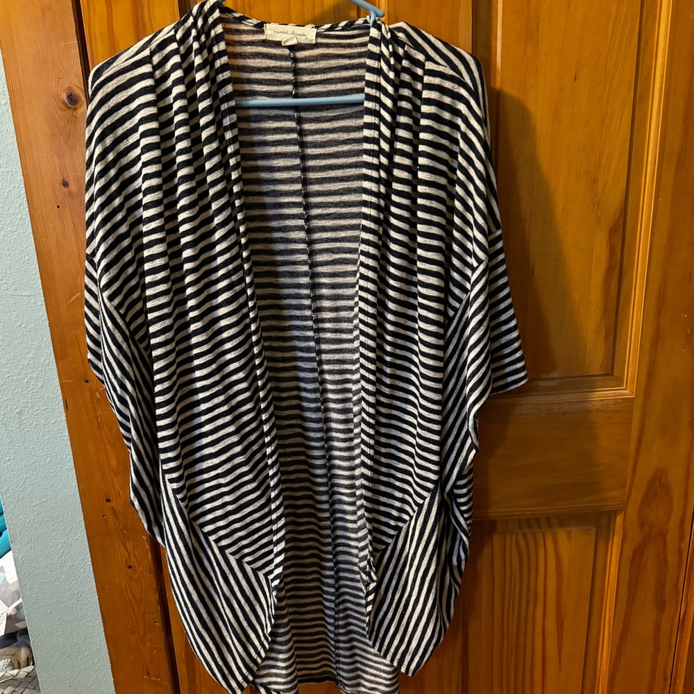 Navy and White Striped Shawl